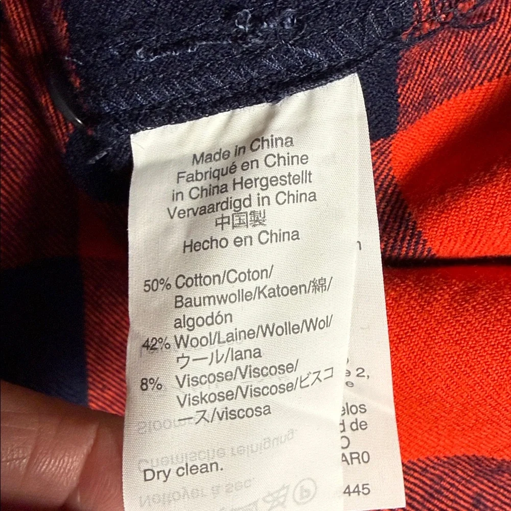 J.CREW buffalo check flannel shirt-jacket in red and black/navy blue SMALL NWT